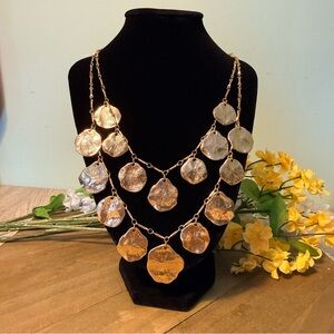 Universal Thread NWT Gold Textured Layered Textured Disk Boho Necklace